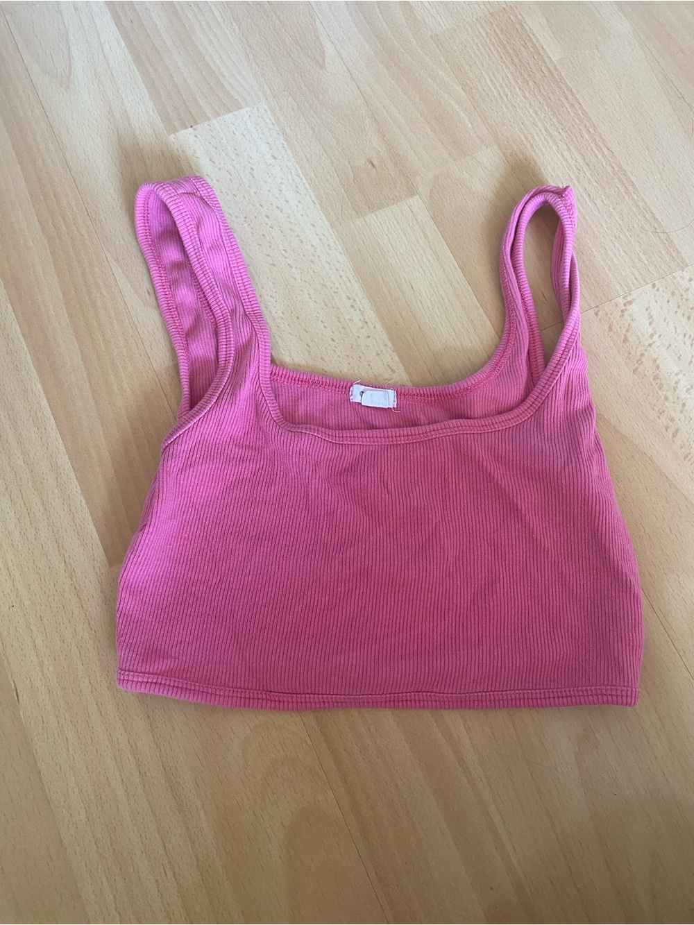 Garage Pink Ribbed Bandeau Crop Top